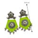 Light Green Fabric Jhumka Earrings With Silver Details